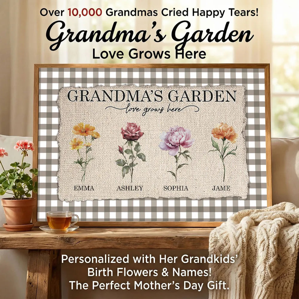 Personalized Grandma's Garden Floral Wall Art - Family Names Decor Poster or Canvas MagicInPrints