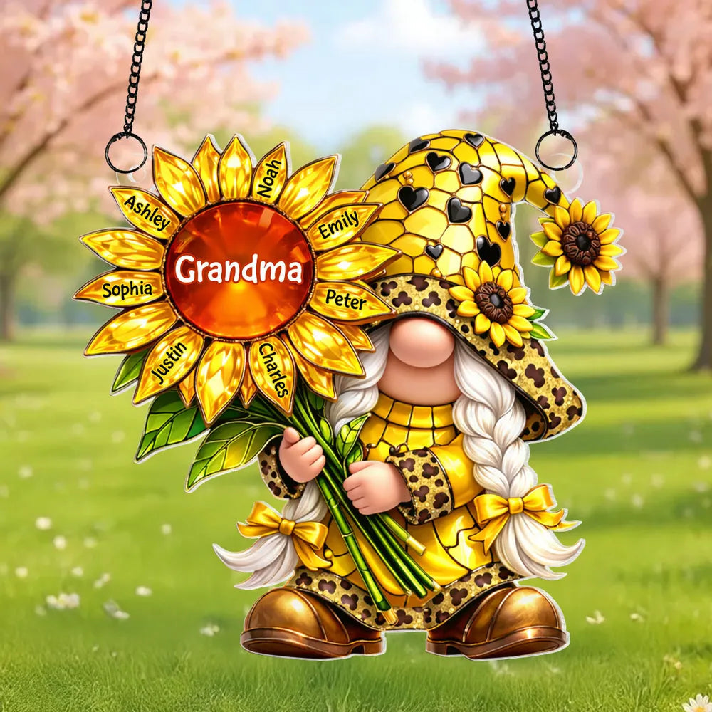 Personalized Sunflower Grandma Gnome Ornament for Family - Home Decor Gift Ornament MagicInPrints