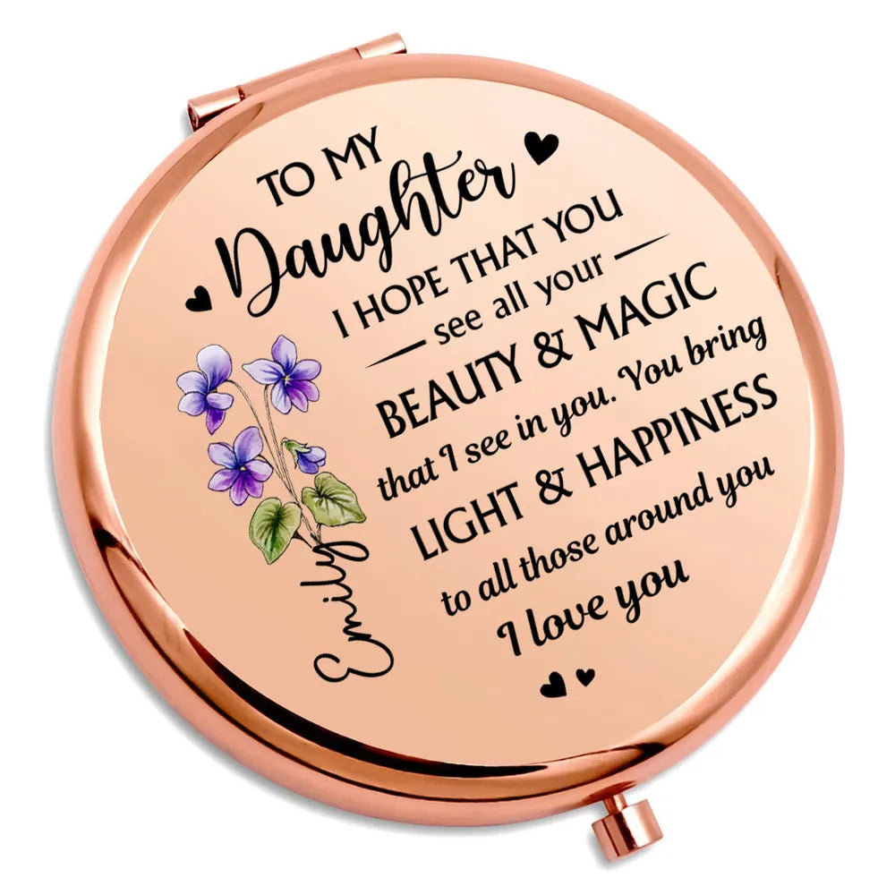 Personalized Compact Mirror for Daughter - Sentimental Gift with Inspirational Message Beauty Tools MagicInPrints