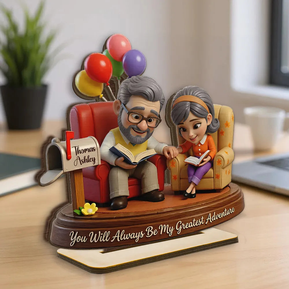 Personalized Grandparents Figurine with Books and Balloons - Sentimental Gift Plaque MagicInPrints