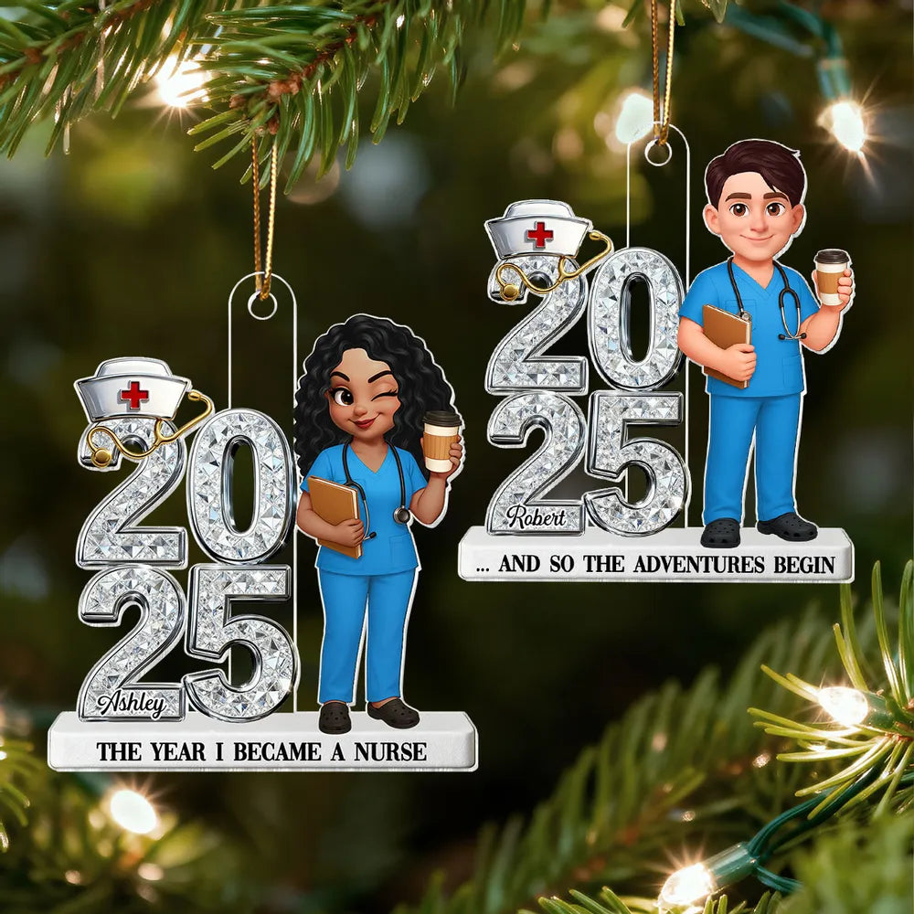 Personalized Nurse Ornament 2025 for New Graduates - Celebrate New Beginnings Ornament MagicInPrints