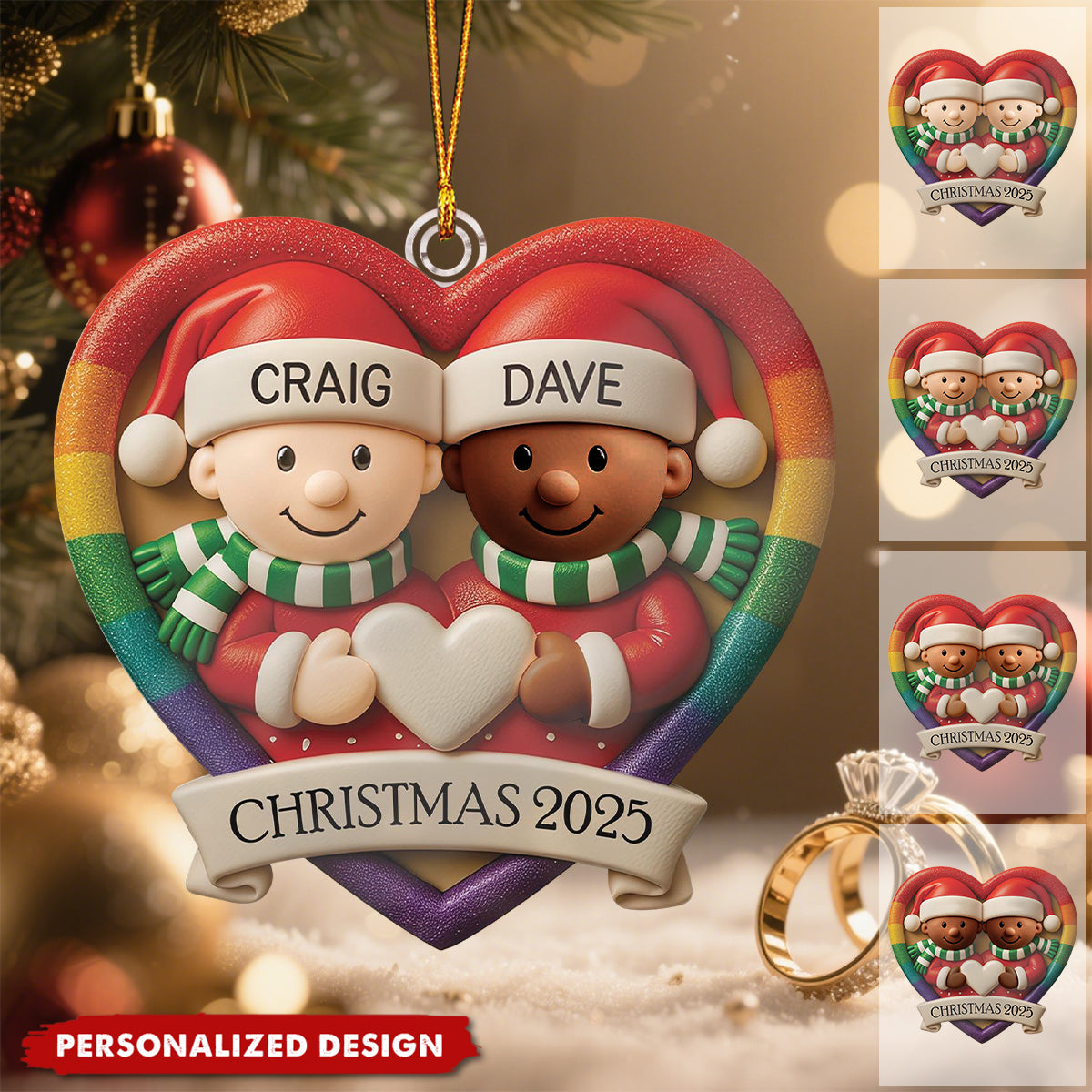 Personalized Heart-Shaped Christmas Ornament for Couples - Festive Holiday Decoration 2025 Ornament MagicInPrints