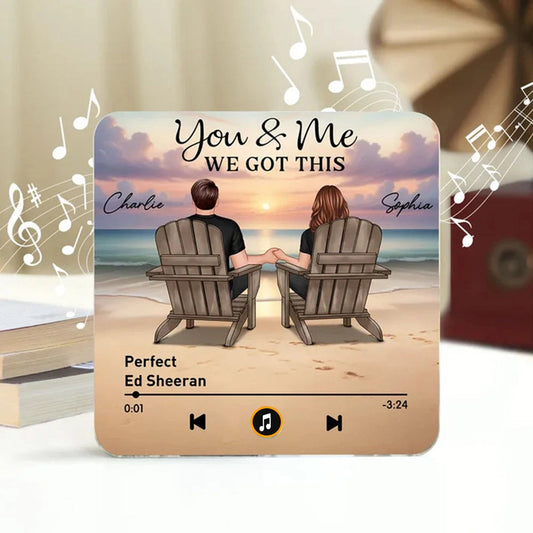 Personalized Music Plaque for Couples with Beach Scene - Romantic Gift Fridge Magnet MagicInPrints
