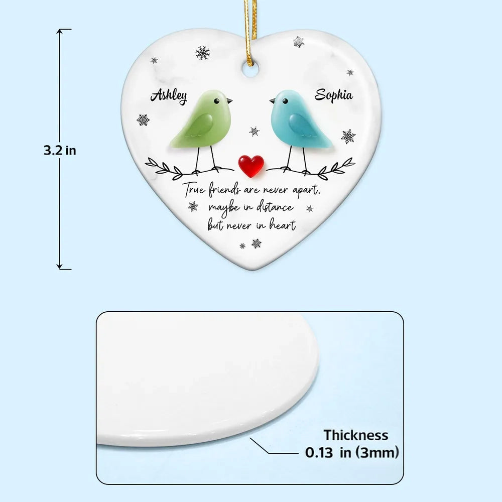 Personalized Heart-Shaped Ornament for Friends with Birds Design - Friendship Keepsake Ornament MagicInPrints