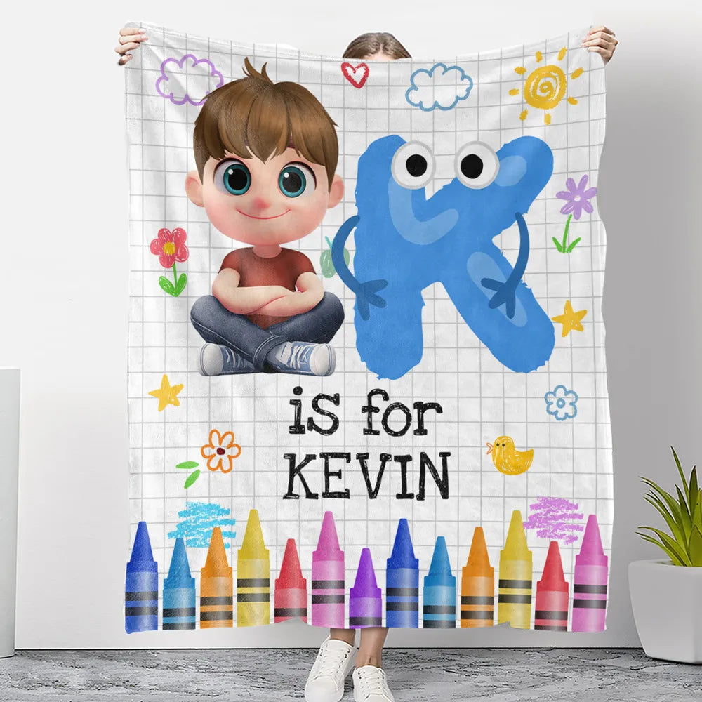 Personalized Baby Blanket for Kids with Name and Cute Cartoon Design - Perfect Nursery Decor Pillow or Blanket MagicInPrints
