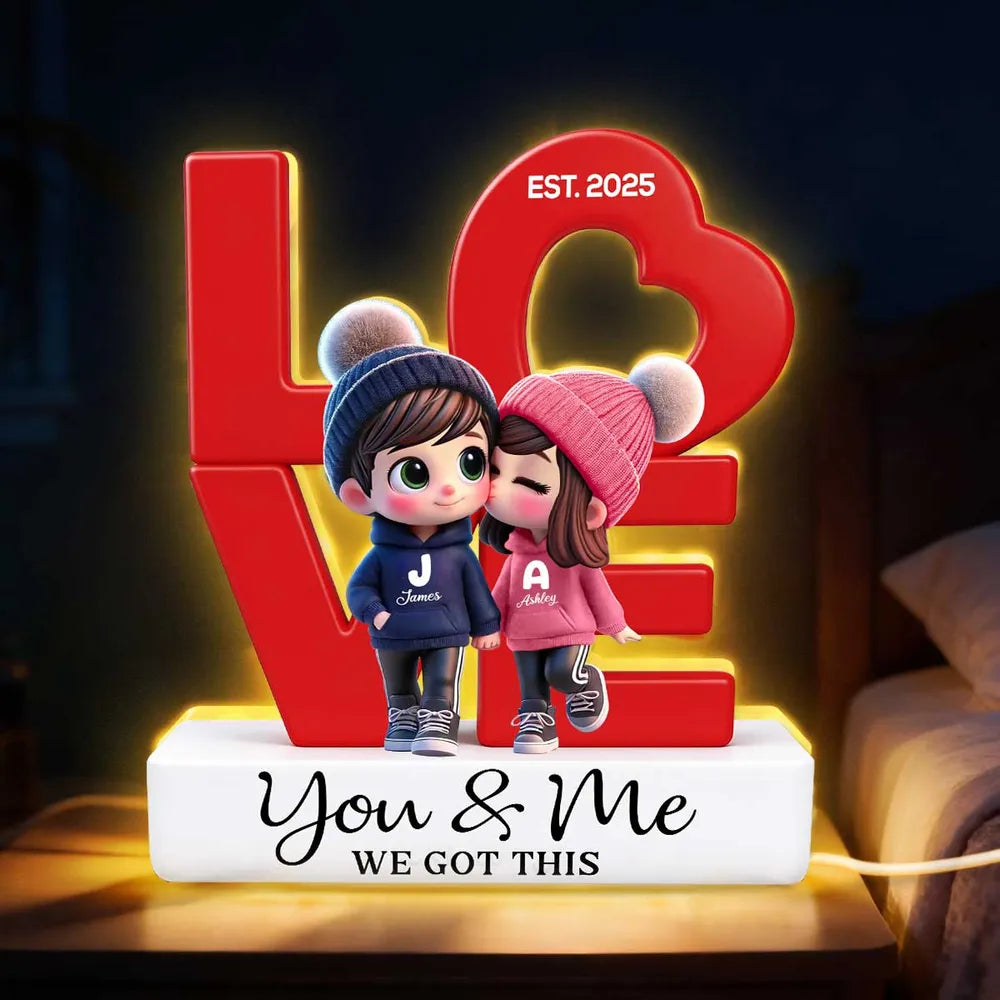 Personalized Couple Figurine Night Light for Lovers - Anniversary Gift Plaque MagicInPrints