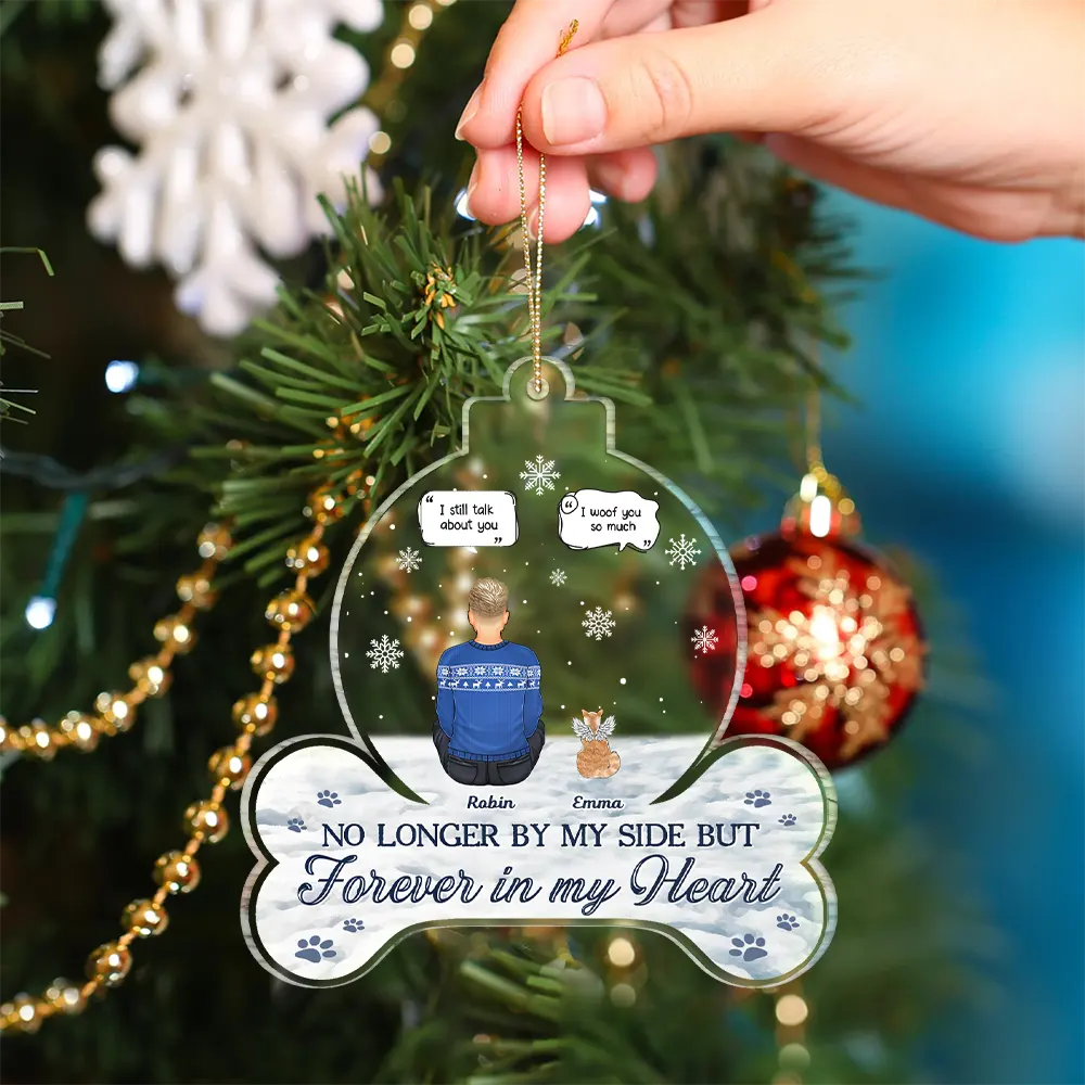 Forever In Our Hearts – Personalized Custom Shaped Acrylic Ornament – Gift for Dog Lovers Acrylic Ornament MagicInPrints