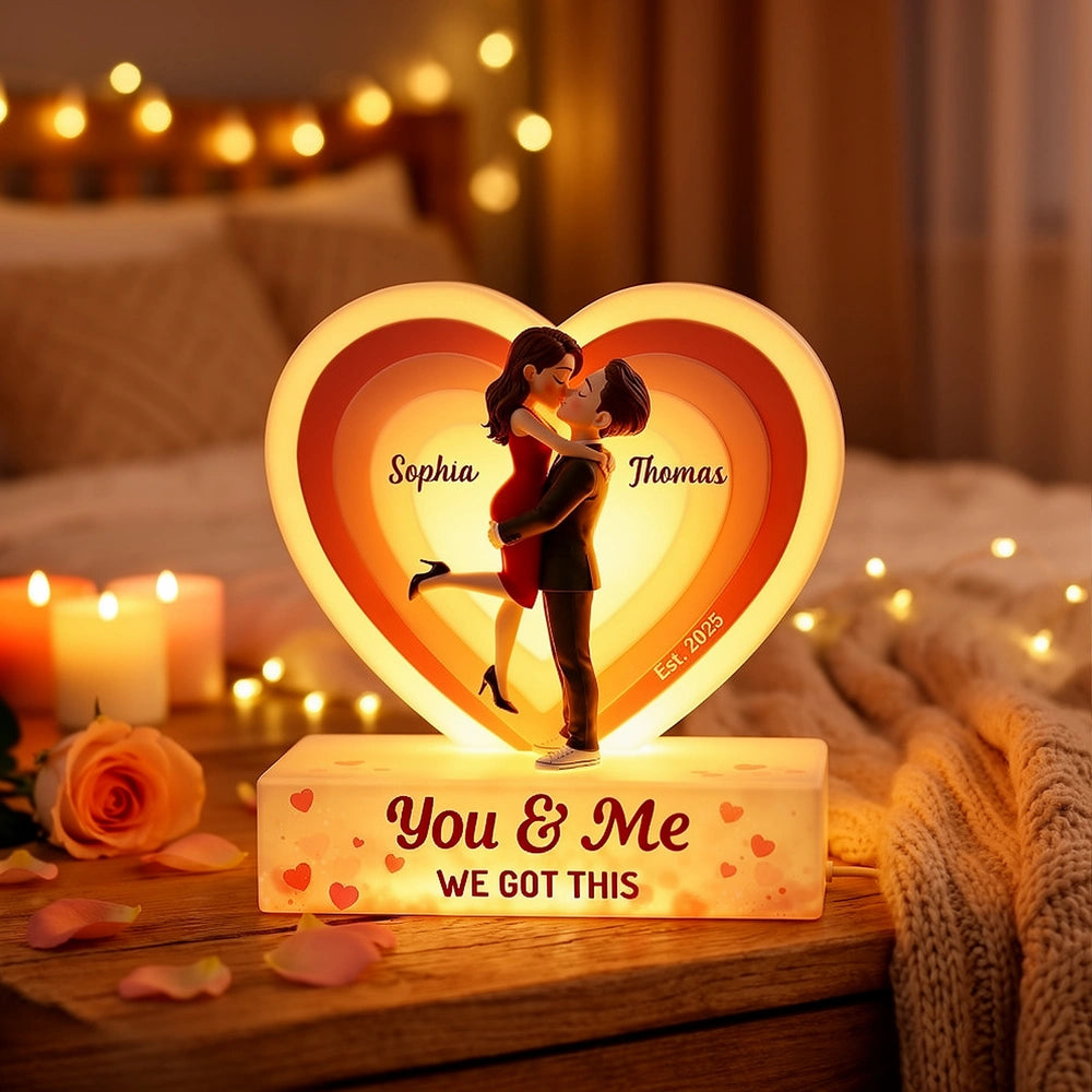 Personalized Couple Heart Lamp for Romantic Gift - Anniversary Keepsake Plaque MagicInPrints