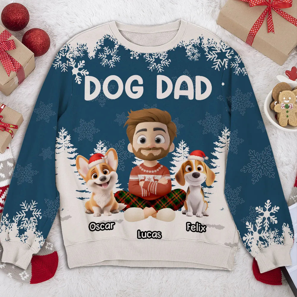 Personalized Dog Dad Christmas Sweatshirt for Men - Holiday Gift Cloth MagicInPrints