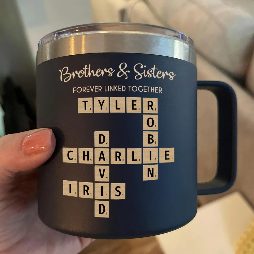 Personalized Family Mug for Siblings - Custom Names Crossword Design Cup MagicInPrints