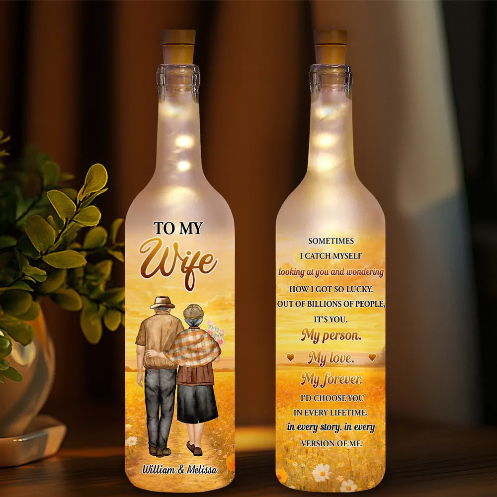 Personalized LED Wine Bottle Lamp for Wife - Romantic Anniversary Gift Lamp MagicInPrints