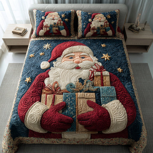 Spread Holiday Cheer – 3-Piece Quilted Bedding Set – Gift for Santa Lovers Quilted Bedding Set V2 MagicInPrints