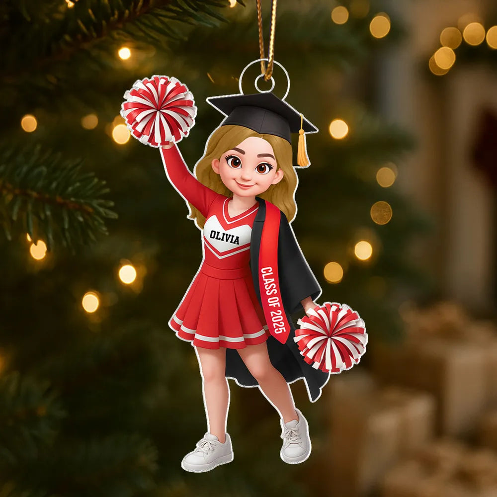 Custom Cheerleader Graduation Ornament for Class of 2025 - Personalized Gift Ornament MagicInPrints