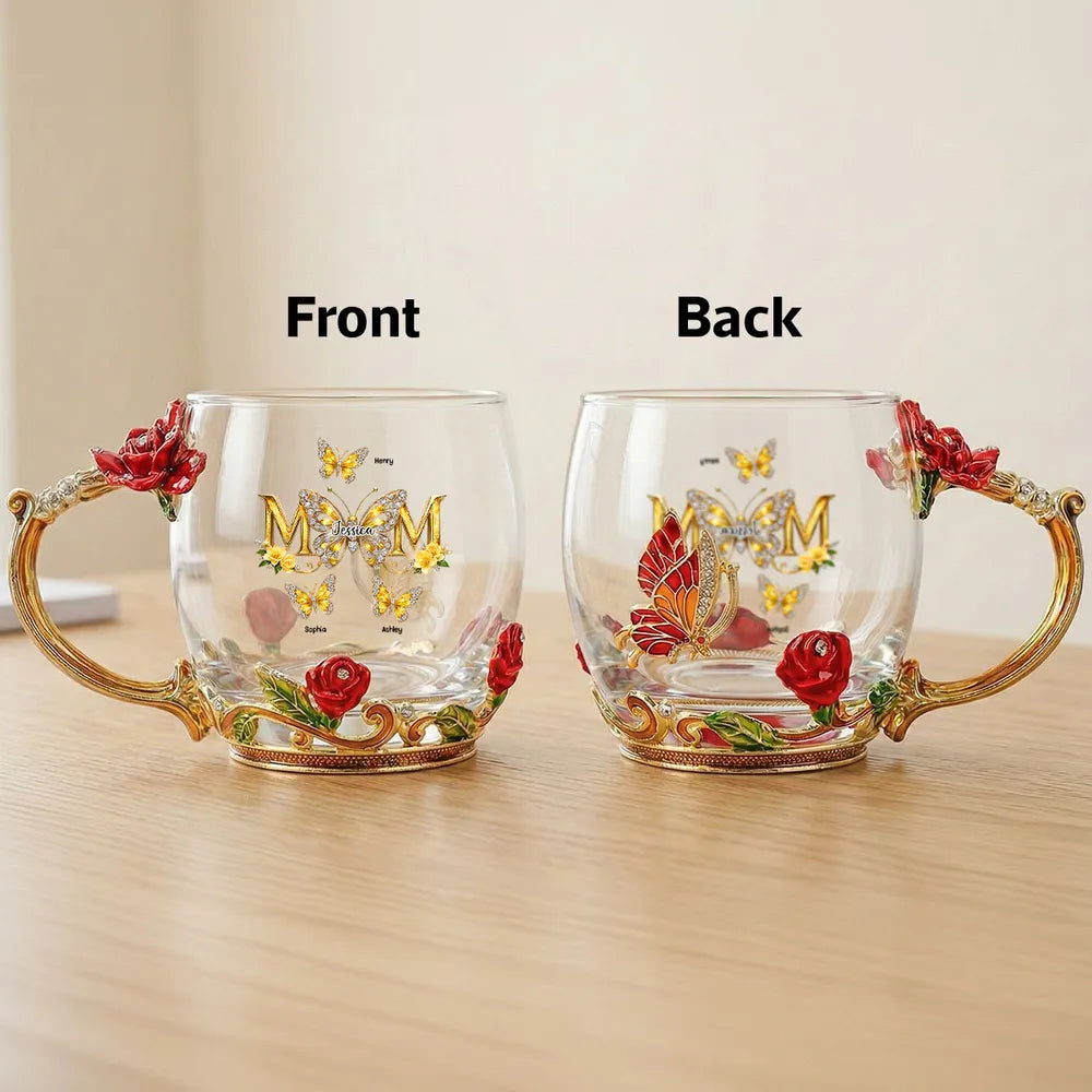 Personalized Glass Tea Mug for Mom with Floral Design - Mother's Day Gift Cup MagicInPrints