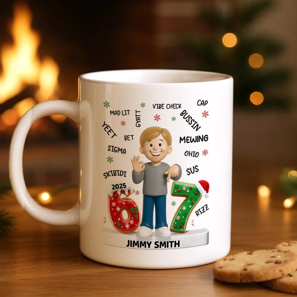 Personalized Kids Christmas Mug with Funny Slang and Year - Holiday Gift Cup MagicInPrints