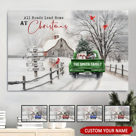 Personalized Christmas Canvas Art for Families - Custom Name Winter Scene Poster or Canvas MagicInPrints