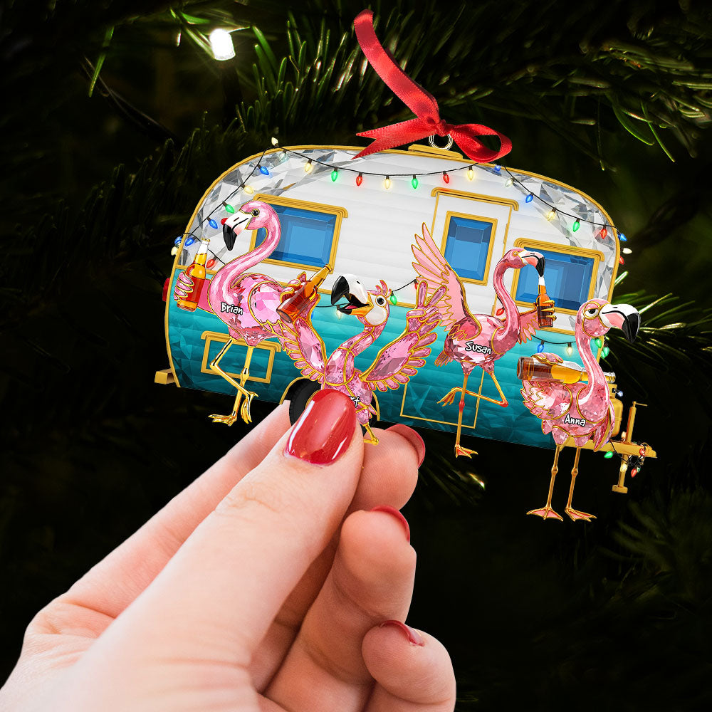 Flamingo Camping Family Ornament - Personalized Gifts For Family Ornament MagicInPrints