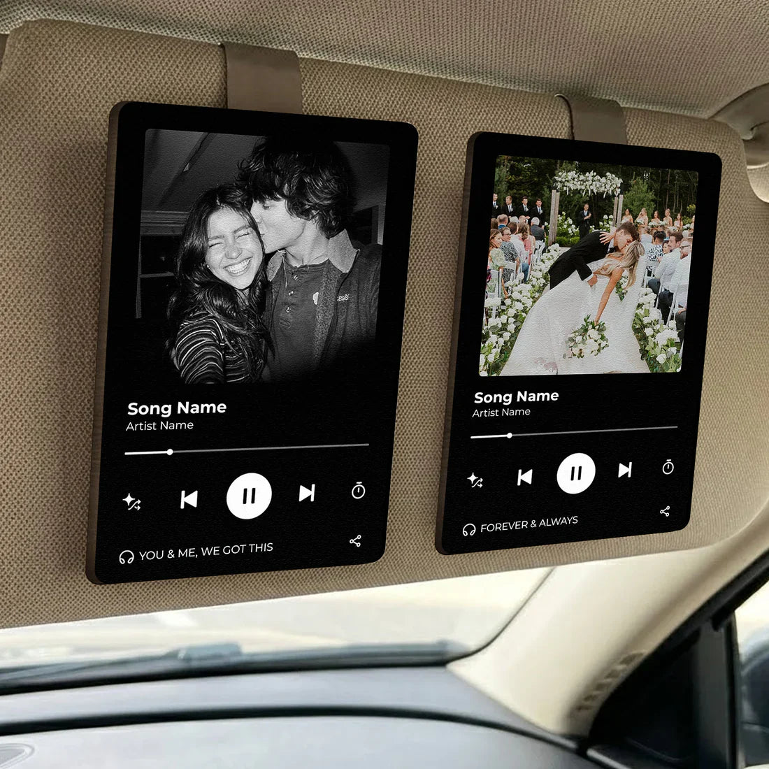 Custom Car Visor Music Plaque for Couples - Personalized Gift Car Hanger MagicInPrints