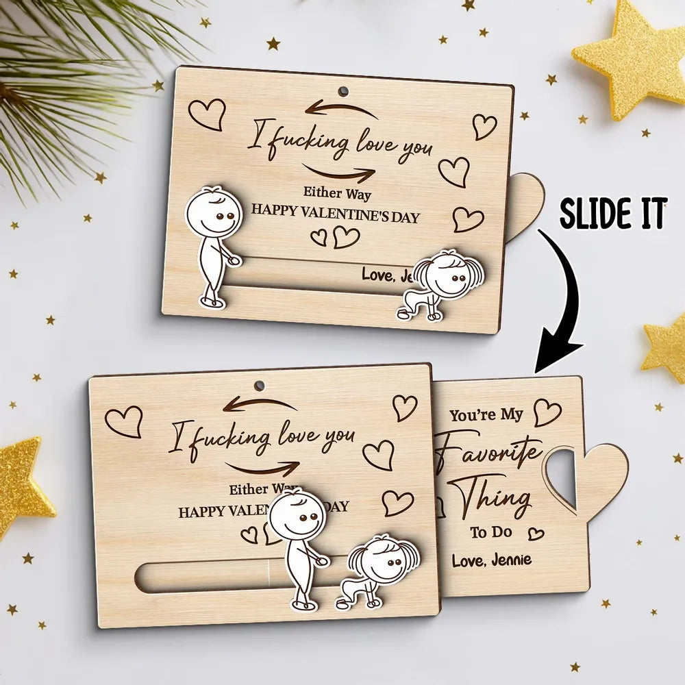 Personalized Wooden Valentine's Day Card for Couples - Romantic Gift Ornament MagicInPrints