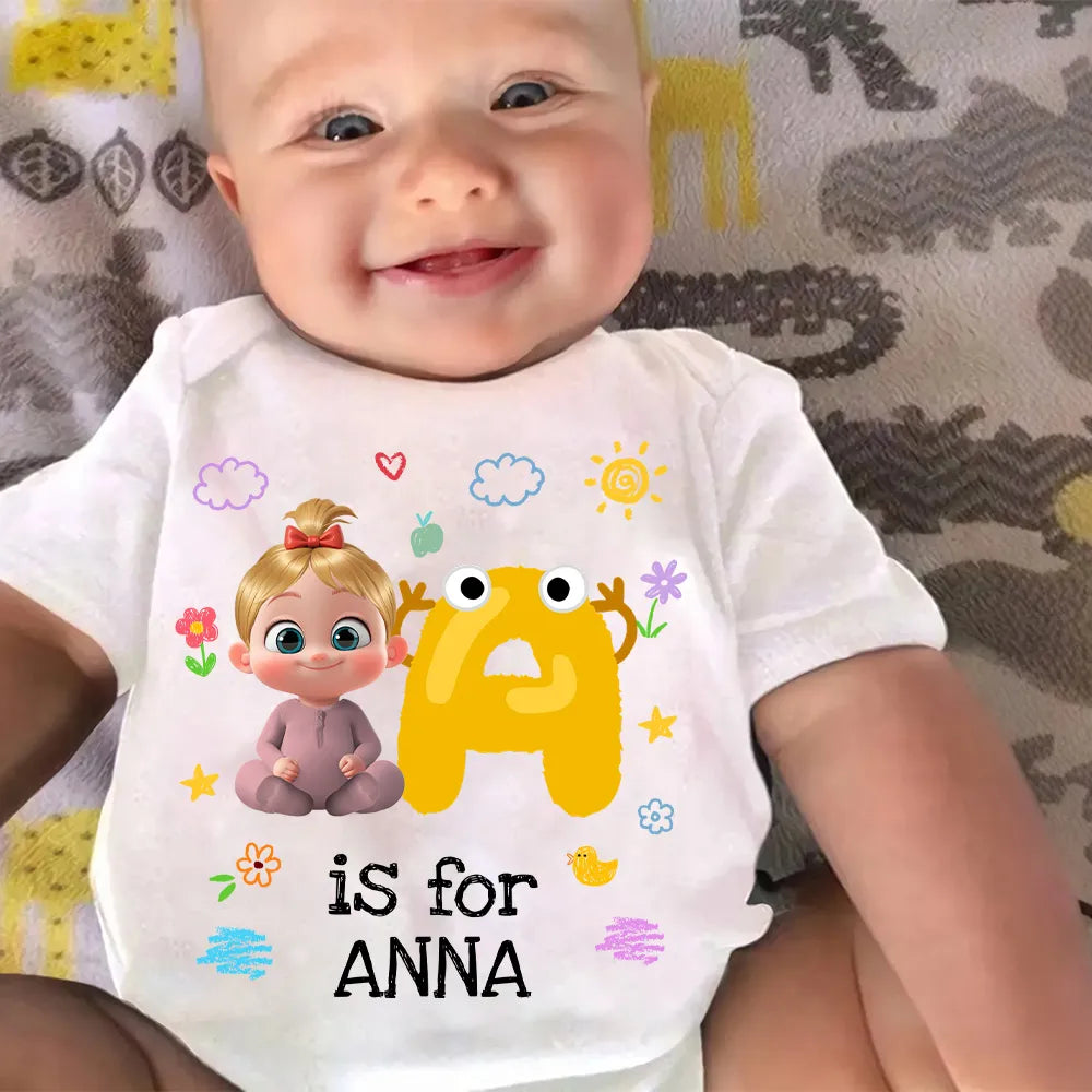Personalized Baby Onesie for Newborns - Cute Alphabet Design Cloth MagicInPrints