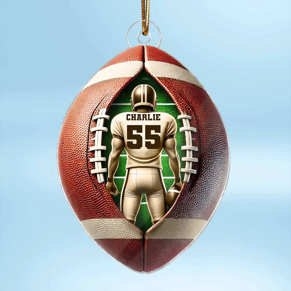 Custom Football Ornament for Sports Fans with Player Number - Holiday Decor Ornament MagicInPrints
