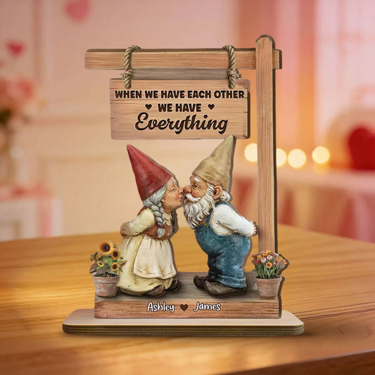 Personalized Gnome Couple Figurine for Couples - Romantic Home Decor Plaque MagicInPrints