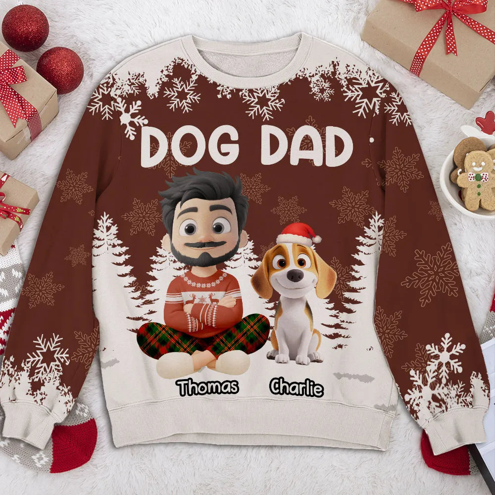 Personalized Dog Dad Christmas Sweatshirt for Men - Holiday Gift Cloth MagicInPrints