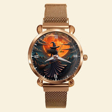 Load image into Gallery viewer, “Embrace the Magic! - Witch Mesh Strap Quartz Watch - Personalized Gifts for Witch Fans” Quartz Watch MagicInPrints
