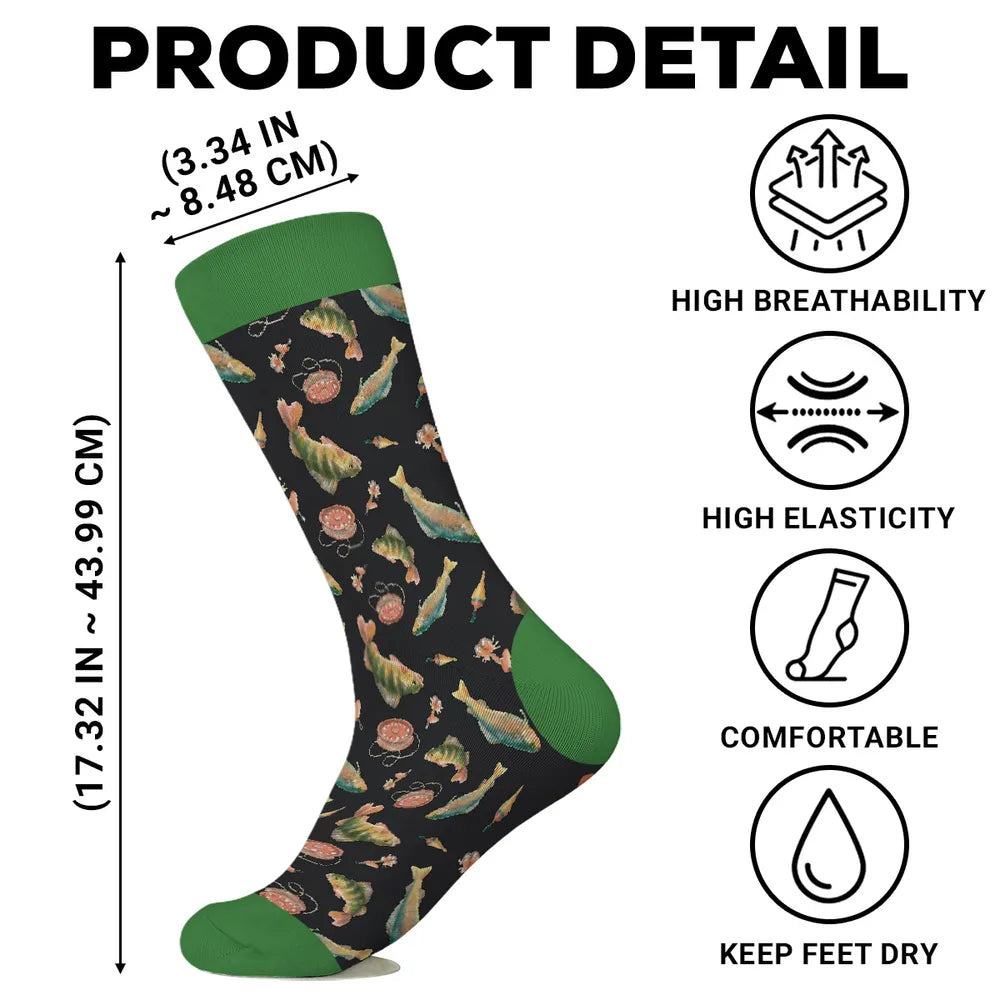 Custom Fishing Socks for Men with Fish Design - Perfect Gift for Anglers Socks MagicInPrints