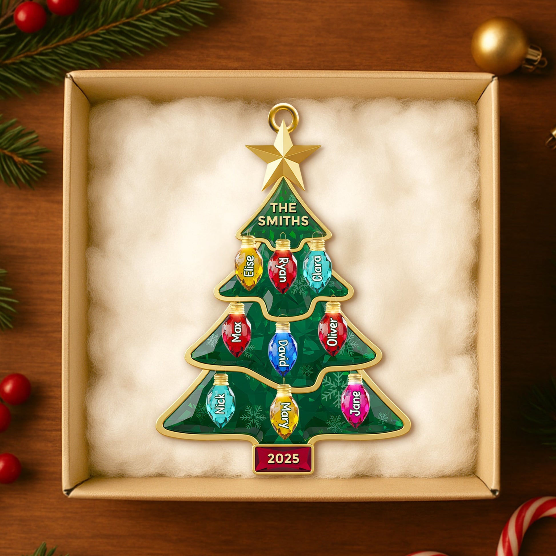 Family Light-Up Christmas Tree Ornament Personalized Gifts For Family Ornament MagicInPrints