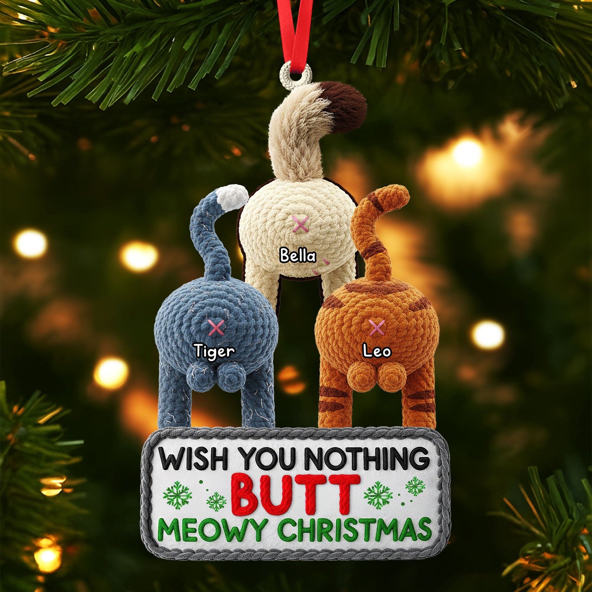 Wish You Nothing Butt Meowy Christmas - Funny Cat Ornament, Personalized Gift for Cat Lovers Ornament MagicInPrints