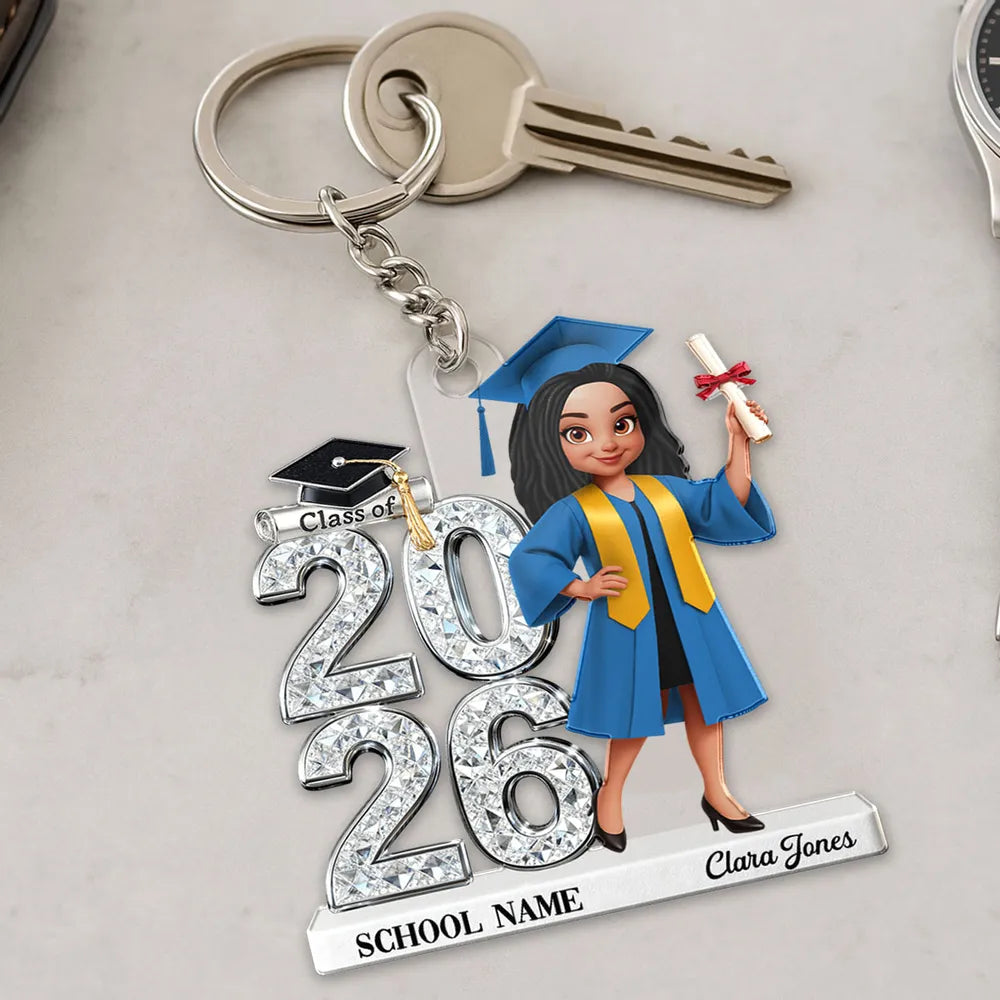 Personalized Graduation Keychain for Class of 2026 - Custom School Name Gift Keychain MagicInPrints