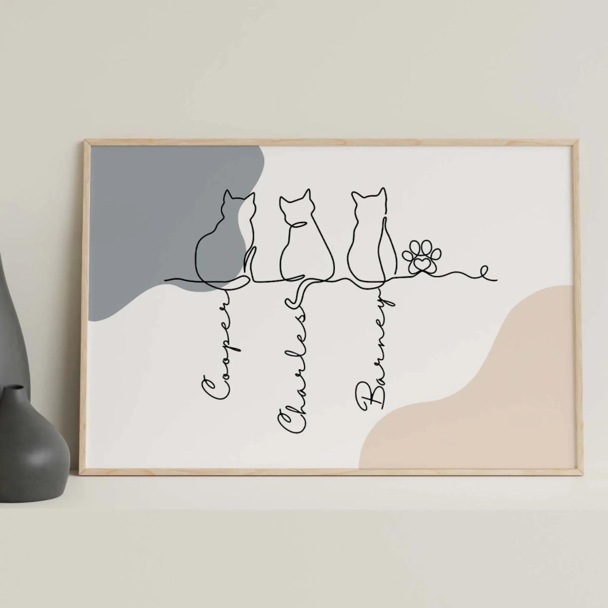 Personalized Cat Line Art Canvas for Pet Lovers - Home Decor Gift Poster or Canvas MagicInPrints