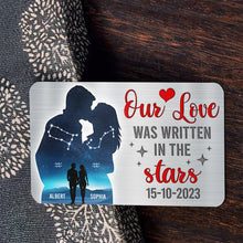 Load image into Gallery viewer, Custom Couple Aluminum Wallet Card - Our Love Was Written in the Stars Wallet Card PopCulturePrints
