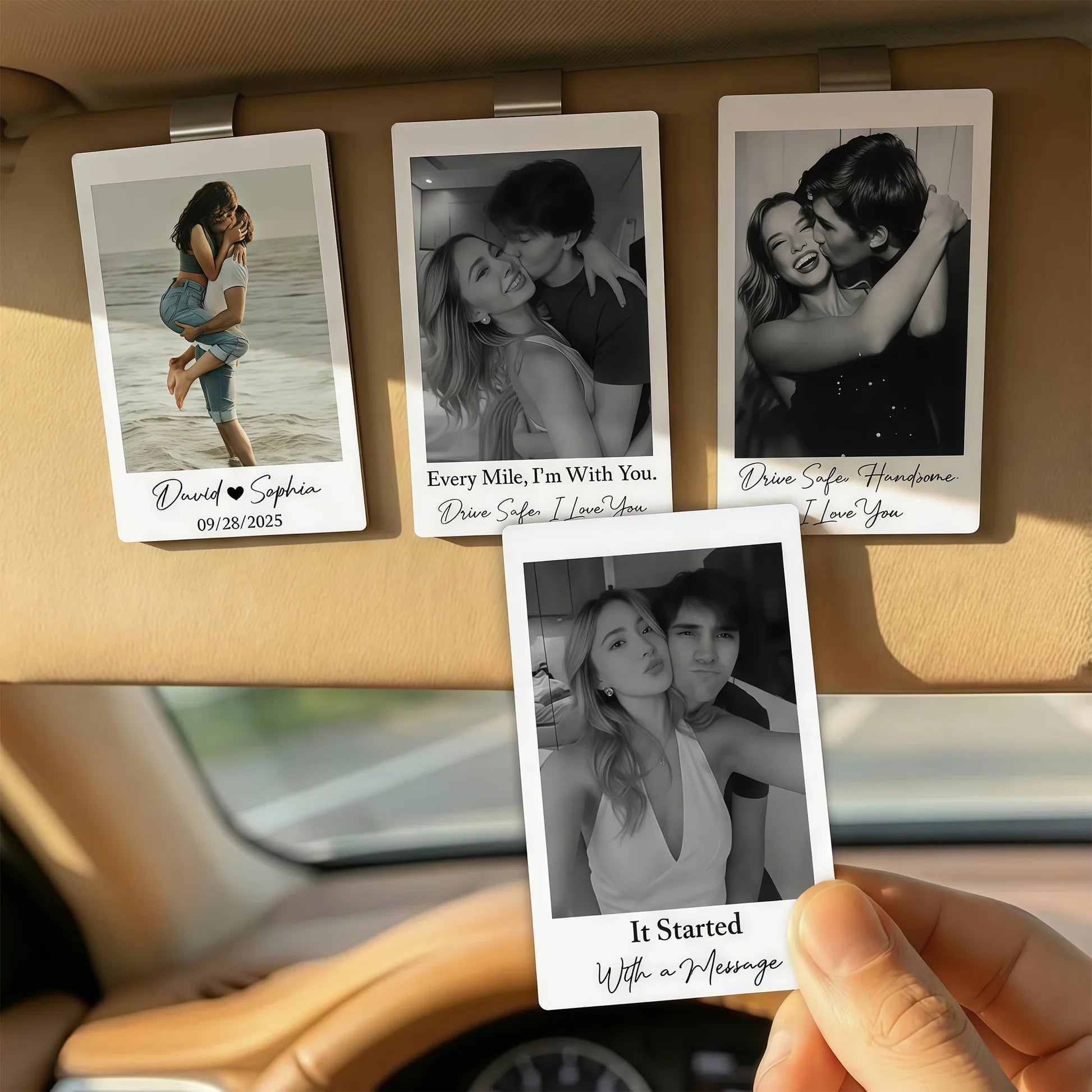 Custom Photo Car Hanging Ornament for Couples - Sentimental Gift for Safe Driving Car Hanger MagicInPrints