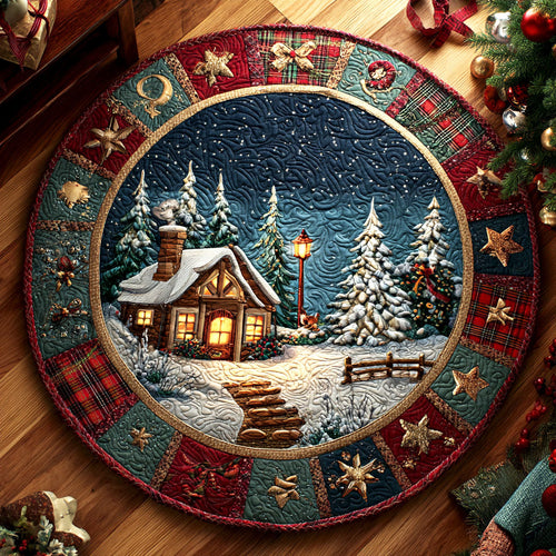 Warmth of Home – Personalized Quilted Round Mat – Gift for Family Quilted Round Mat MagicInPrints
