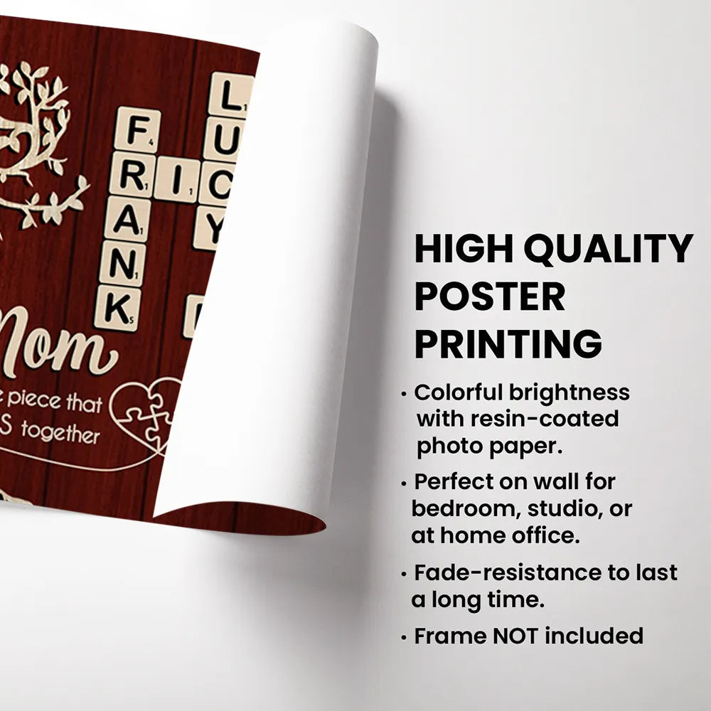 Personalized Family Tree Puzzle Wall Art for Mom - Sentimental Gift Poster or Canvas MagicInPrints