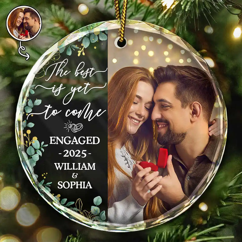 Personalized Engagement Ornament for Couples - Custom Photo Keepsake for 2025 Ornament MagicInPrints