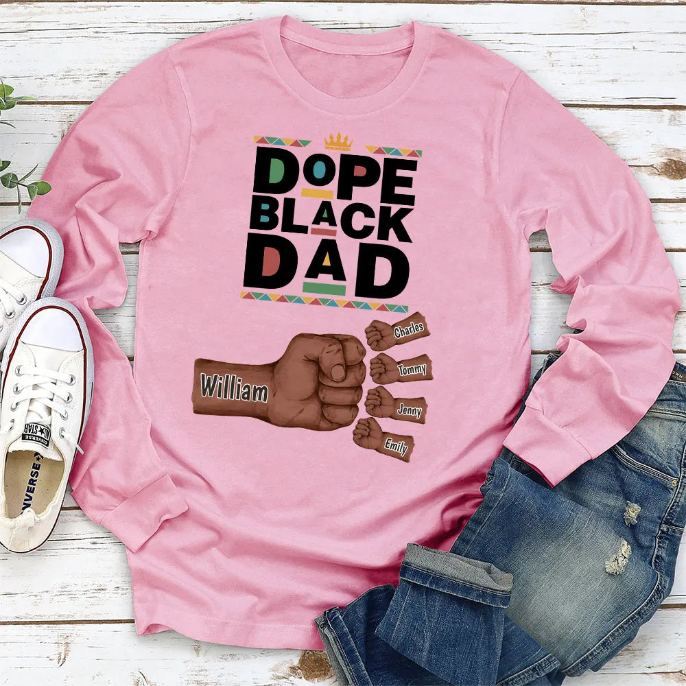 Personalized Dope Black Dad T-Shirt for Father's Day - Custom Names Cloth MagicInPrints