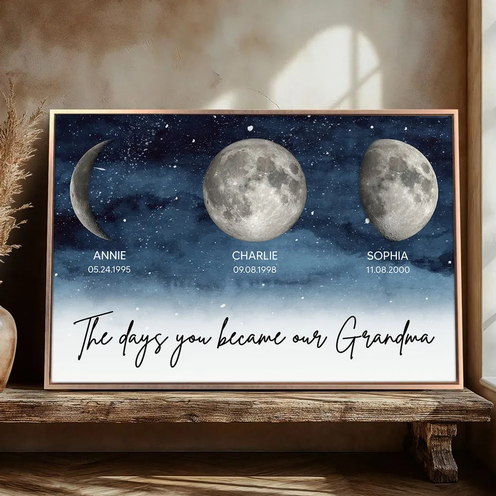 Personalized Moon Phase Wall Art for Grandma - Sentimental Gift Poster or Canvas MagicInPrints