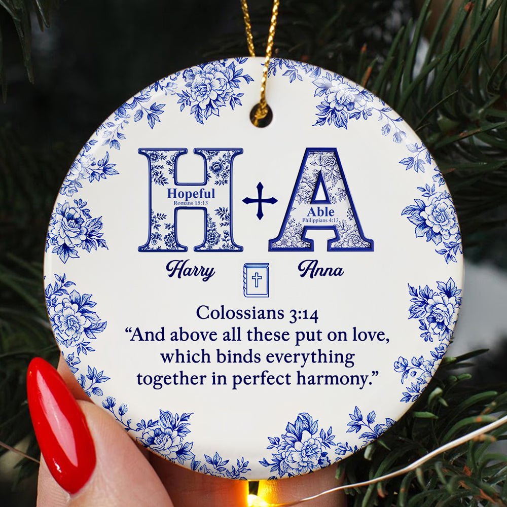Blessed & Kind: Personalized Faith & Love Christmas Ornament - Perfect Gift for Couples Ornament MagicInPrints