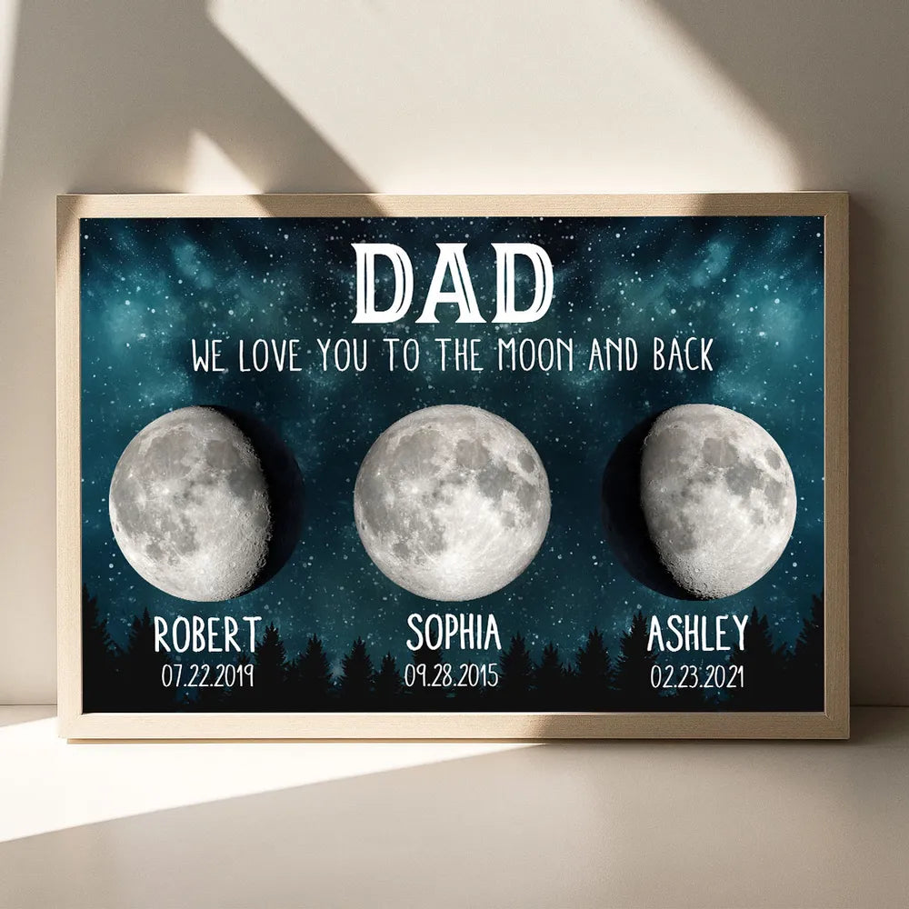 Personalized Moon Phase Canvas for Dad - We Love You to the Moon and Back Poster or Canvas MagicInPrints