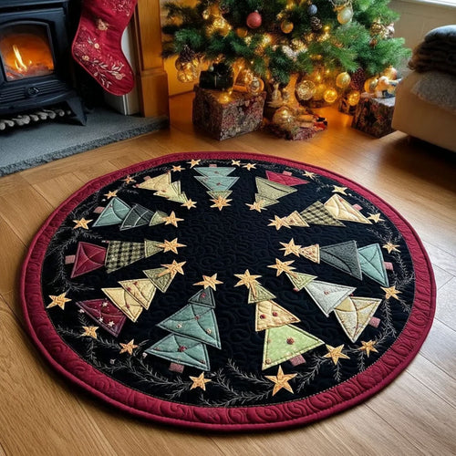 Wrap Your Home in Holiday Cheer – Personalized Quilted Round Mat – Gift for Family and Friends Quilted Round Mat MagicInPrints