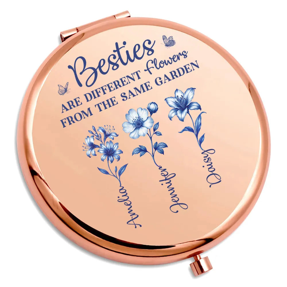 Personalized Compact Mirror for Sisters - Sentimental Gift with Floral Design Beauty Tools MagicInPrints