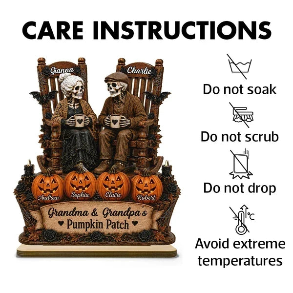 Personalized Skeleton Couple Wooden Plaque Gift for Family Halloween Decor