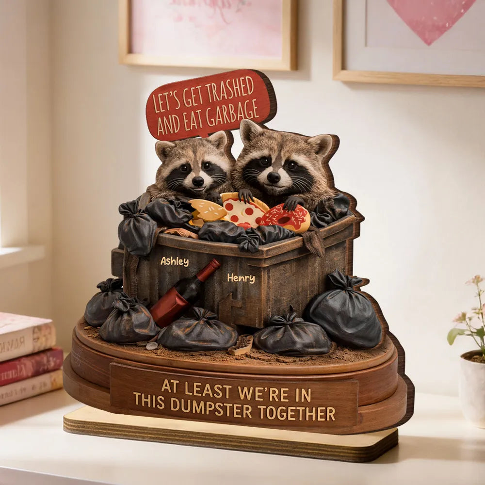 Personalized Raccoon Figurine for Couples - Humorous Home Decor Plaque MagicInPrints