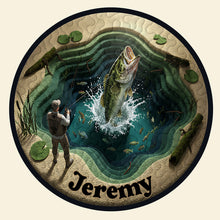 Load image into Gallery viewer, “Catch the Moment” - Personalized Fish Quilted Round Mat for Fishing Lovers Doormat MagicInPrints
