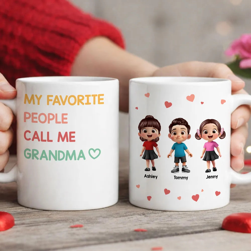 Personalized Grandma Mug for Family - Custom Cartoon Characters Cup MagicInPrints
