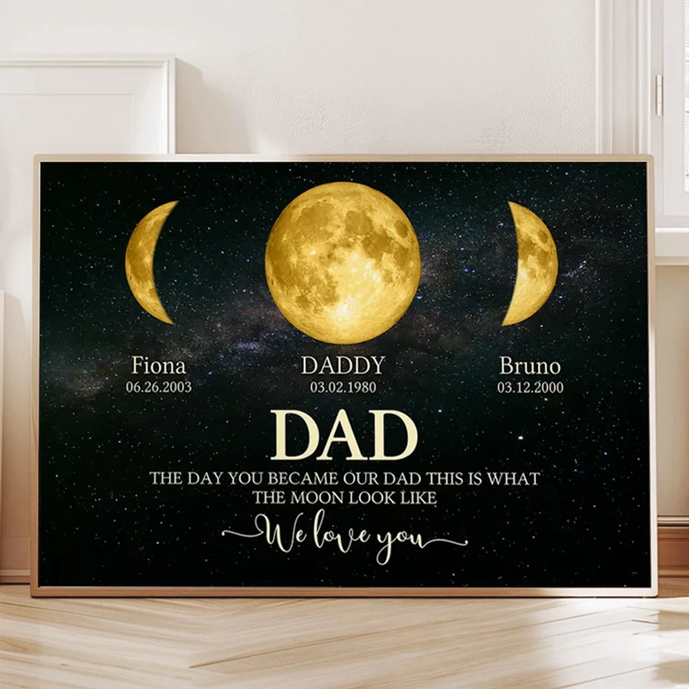 Personalized Moon Phase Canvas for Dad - Sentimental Gift for Father's Day Poster or Canvas MagicInPrints
