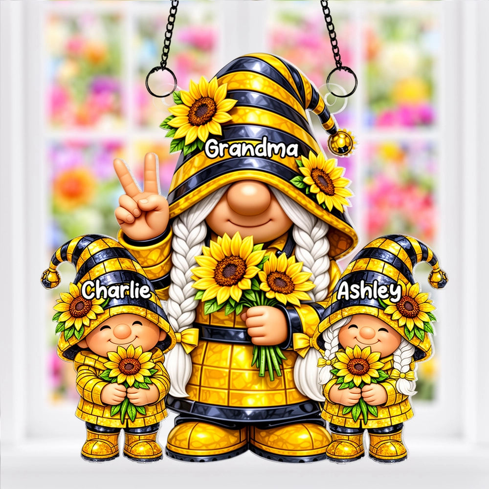 Custom Family Gnome Ornament for Grandma - Personalized Sunflower Gift Ornament MagicInPrints
